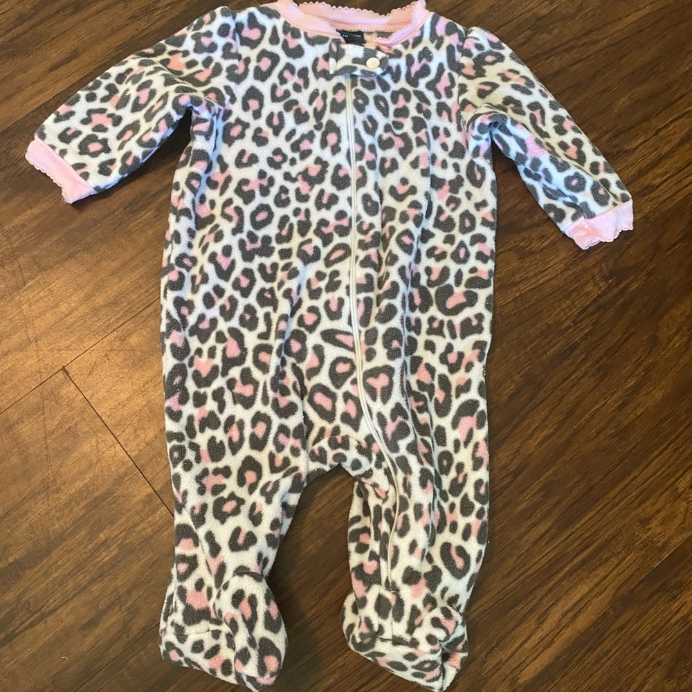 0-3M cow print footie pajama